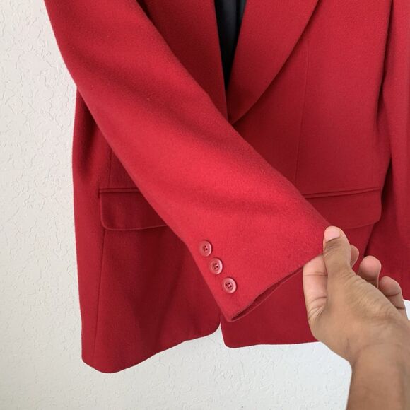 JG Hook Blazer Jacket Women 14 Red Wool Cashmere Holiday Christmas Glam VTG - Picture 5 of 11